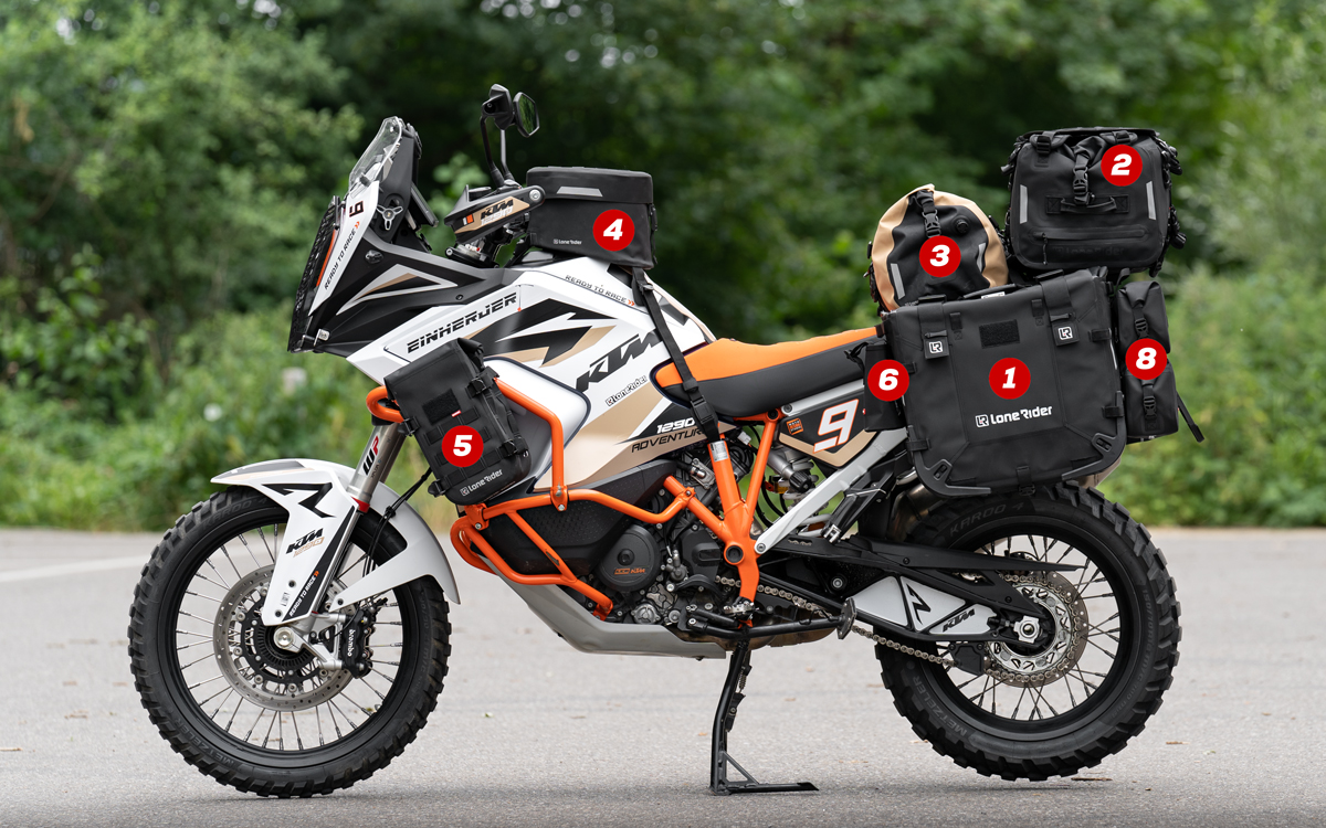 Set 2 - Komplettes Gepäckset 2023 UPDATE – Motorrad Abenteuer und Camping  Ausstattung von Lone Rider